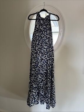 Style & Co. Navy, Black, and Gray Leopard-Print Midi Dress